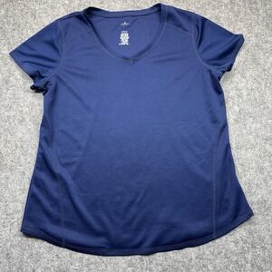 St.‎ John's Bay Basic T-Shirt Womens L Blue Round Neck Cotton Essential Tee Top
